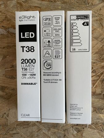 3 stk. e3light T38 E27 LED 2000lm