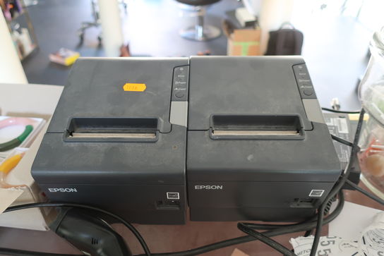 2 stk. bonprintere EPSON M244A samt 2 stk. stregkodescannere