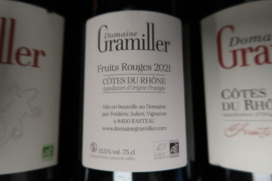 9 stk. Rødvin DOMAINE GRAMILLER Côtes du rhône 2021