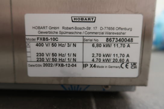 Opvaskemaskine HOBART FXBS-10C