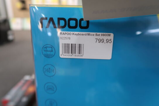3 stk. RAPOO 9900M - Keypad & Mus sæt - Nordisk - Sort
