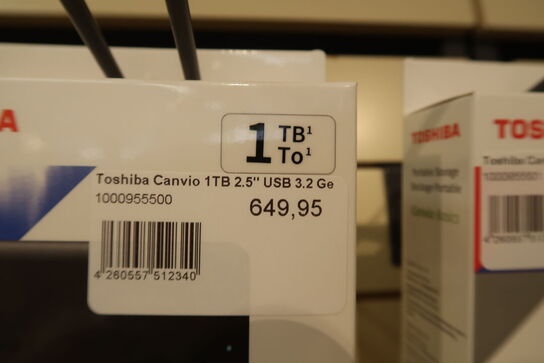 Toshiba Canvio Basics - 1TB - Ekstern Harddisk - Sort