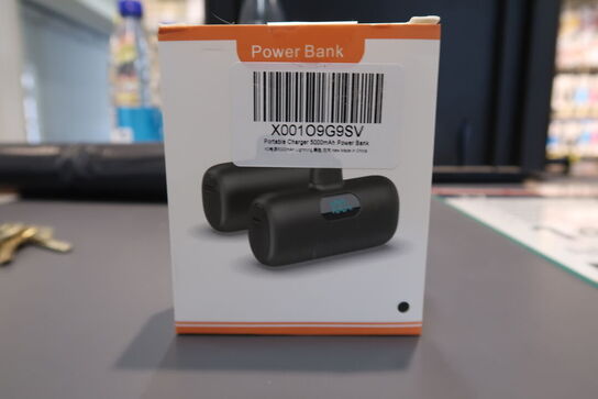 4 stk. Feob HX45X2 Mini Lightning Powerbank. 5000mAh. Sort