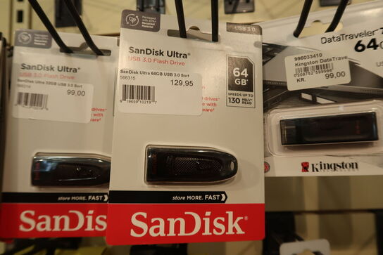 16 stk. USB stik m.m.