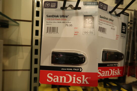 16 stk. USB stik m.m.
