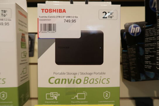 Toshiba Canvio Basics - 1TB - Ekstern Harddisk - Sort