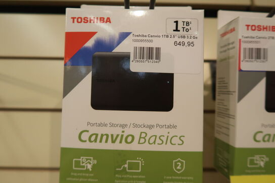 Toshiba Canvio Basics - 1TB - Ekstern Harddisk - Sort