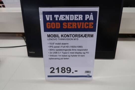 15" Lenovo ThinkVision M15 Portable - 1920x1080 