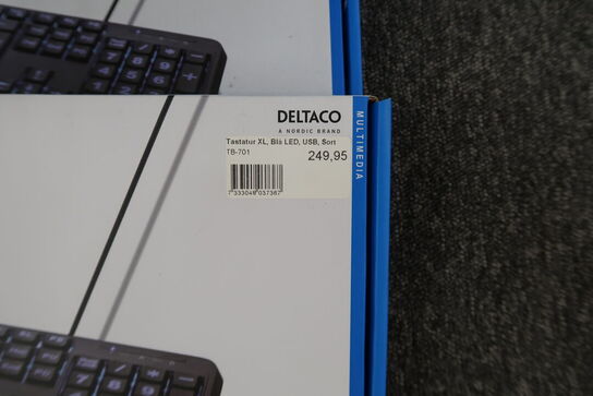 2 stk. Deltaco Full-size big letter keyboard, blue LED backlight