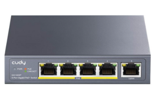 Cudy GS1005P er en 5-port Gigabit PoE-switch