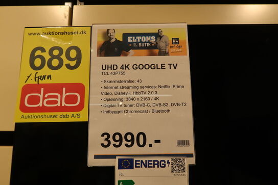 TCL 43P755 - UHD 4K Google TV - UDEN FJERNBETJENING