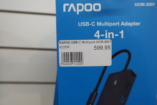 4 stk. RAPOO UCM-2001 4-i-1 USB-C Multiport Adapter-hub (sort)