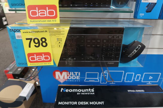 3 stk. RAPOO 9900M - Keypad & Mus sæt - Nordisk - Sort