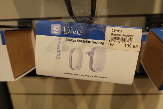 6 pk. Divo trådløst tryk hvid f/081000 dørklokke