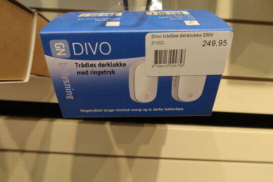 6 pk. Divo trådløst tryk hvid f/081000 dørklokke