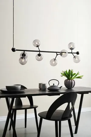 Halo design atom langbordspendel i smoke glas og sort(ubrugt)