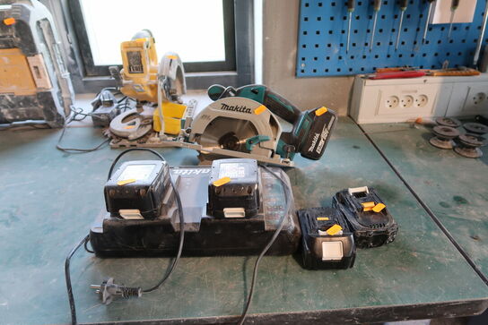 Akku rundsav MAKITA DHS680 med 5 stk. batterier og dobbeltlader