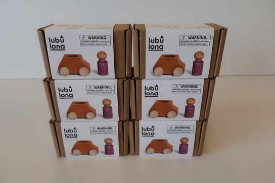 6 pk. Bil med figur, Orange - Lubulona