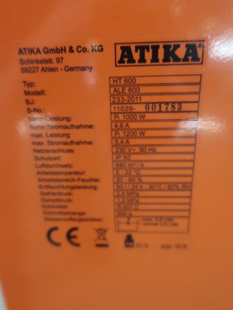 Affugter ATIKA HT600 (3113 timer)