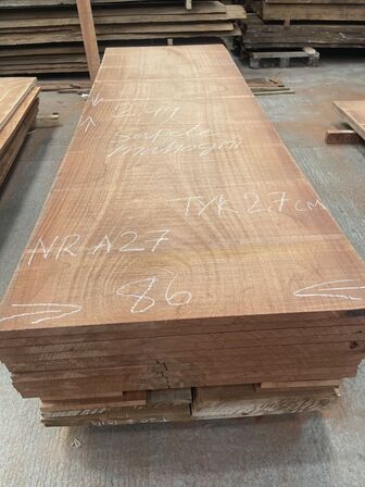 Træplanke i SAPELE (mahogni) 2,49x0,86m - 2,7 cm tyk
