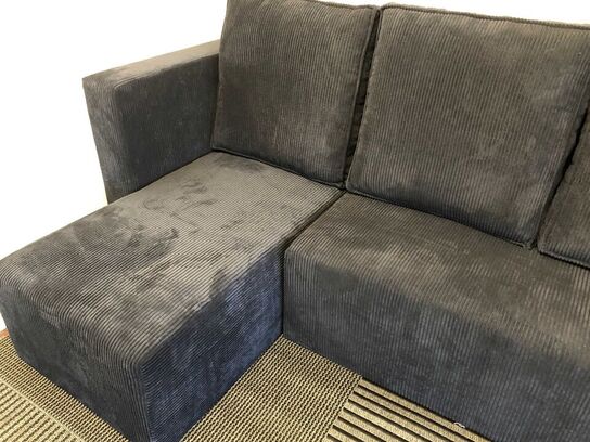 Boston L-Sofa 280x150 cm. Sort rib stof