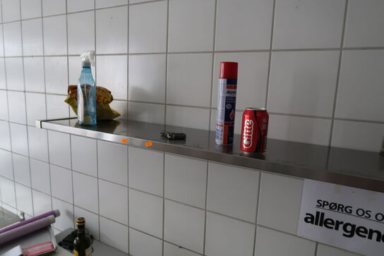 3 stk. rustfri stålhylder samt opbevaringsvogn