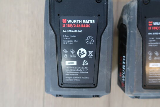 3 stk. Würth Li 18V/2 Ah Basic batterier