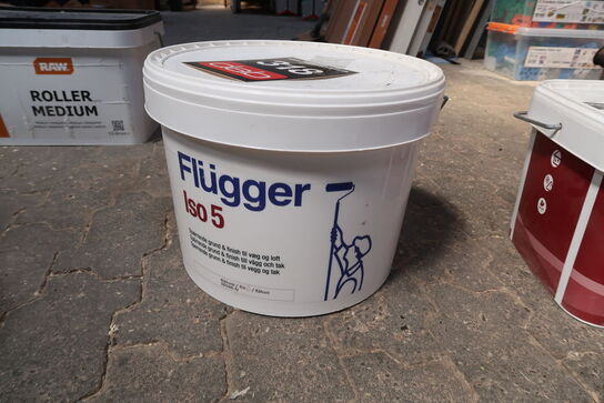 Flügger Iso 5 spærrende grund & finish til loft & væg, Råhvid - 10 ltr. 