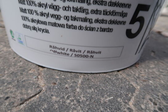 Flügger Flutex 5 Mat 100% acryl væg-/ loftmaling, Råhvid - 10 ltr. 