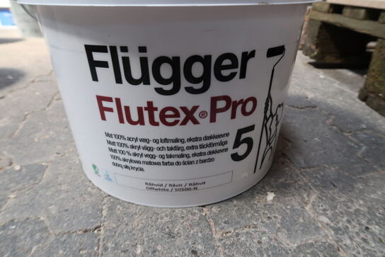 Flügger Flutex 5 Mat 100% acryl væg-/ loftmaling, Råhvid - 10 ltr. 