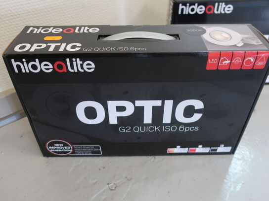 6 stk. HIDEALITE Optic G2 Quick ISO 3000K spots (ubrugt)