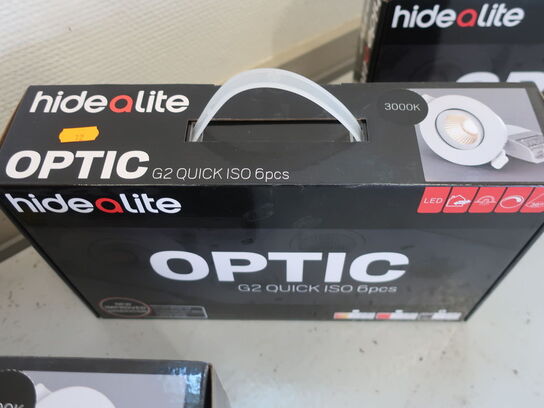 6 stk. HIDEALITE Optic G2 Quick ISO 3000K spots (ubrugt)