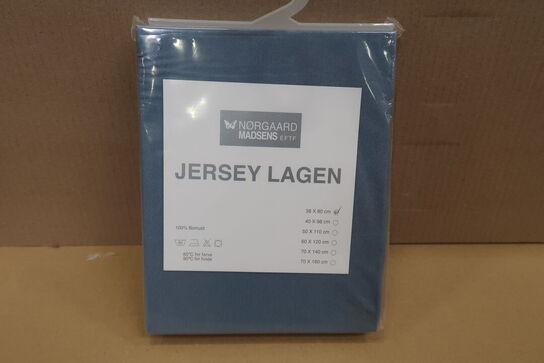 9 stk. Nørgaard Madsen jersey lagen 38x80 cm - Blue Mirage