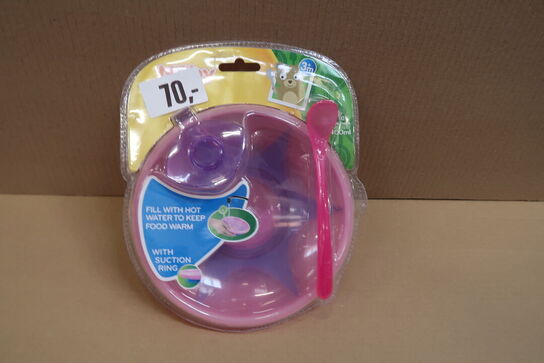 5 pk. Varmt vands tallerken fra Nuby - Hold maden varm - Pink