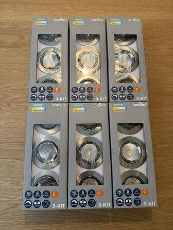 6 stk. nordlux downlight 3 kit m. dæmp(ubrugt)