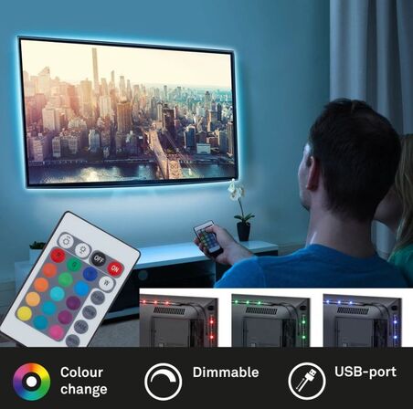 4 stk. briloner rgb led tv lys sæt med remote(ubrugt)