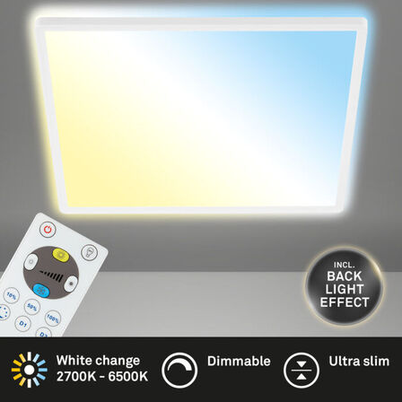 2 stk. briloner led slim panel m. remote hvid ø 29,3 cm(ubrugt)