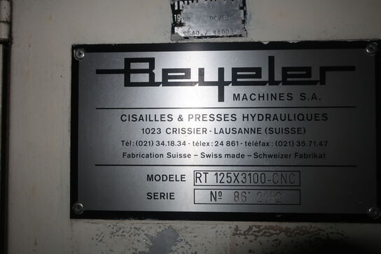 Kantbukker BEYELER RT 125X3100-CNC (Se beskrivelse)