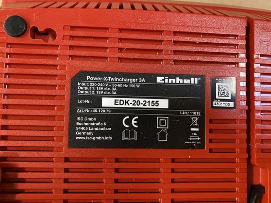 Einhell Power-X-Change starterkit med 2 x 18V 4,0 Ah batteri og twin-oplader