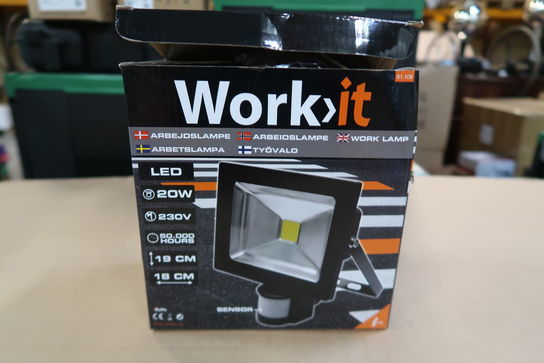 2 stk. Work-it Arbejdslampe LED - 20W m/sensor - sort