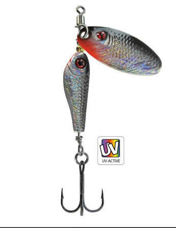 28 stk. Fish Spinner, 3 g, 6 forskellige UV farver