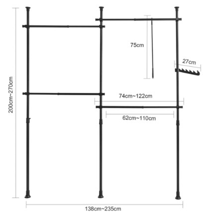 Walk in closet - teleskopisk tøjstativ