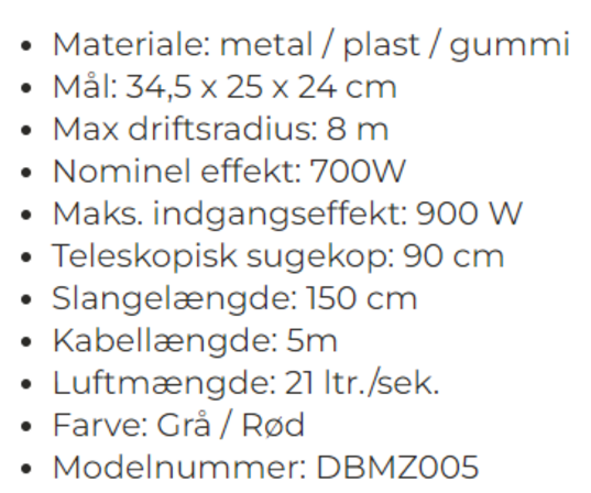 Multi cyklon støvsuger, rød, 900 watt eco power