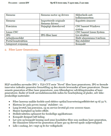 Laserskæreanlæg Yawei HFL 2560 , 12 Kw , Fiber,  2500 x 6000 mm