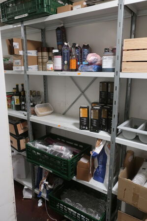 Div. Varelager, stanniol, folie, glas m.m.