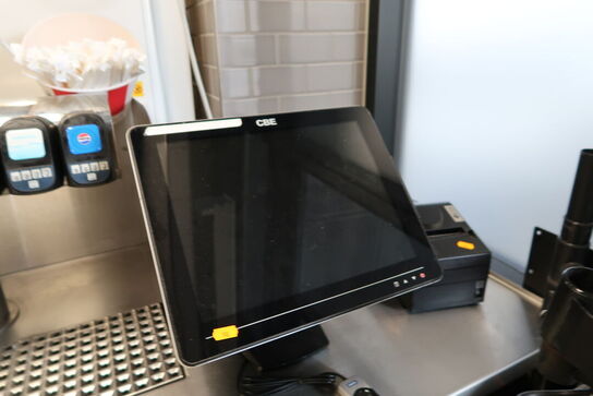 Kasseapparat CBE, bonprinter, betalingsterminal, pengeskuffe m.m.