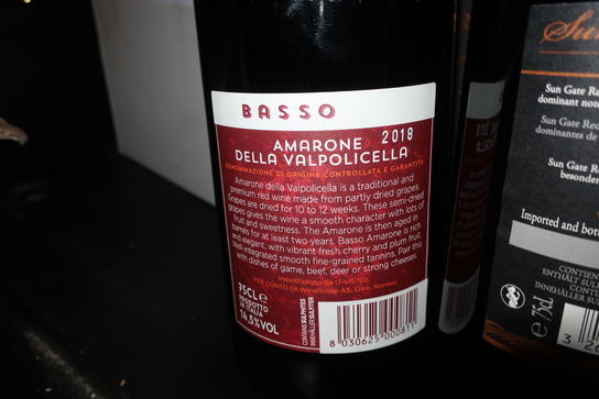 5 flasker rødvin AMARONE Della Valpolicella