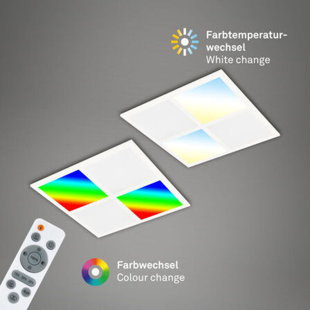 2 stk. briloner led rgb slim panel m. remote ø 44,5 cm(ubrugt)