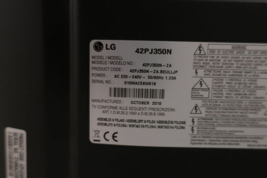 Plasma TV LG 42" 42PJ350N u. fjernbetjening