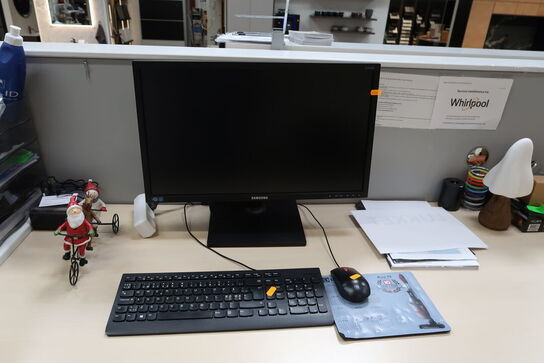 Computerskærm SAMSUNG S24E650, tastatur, mus, computer LENOVO